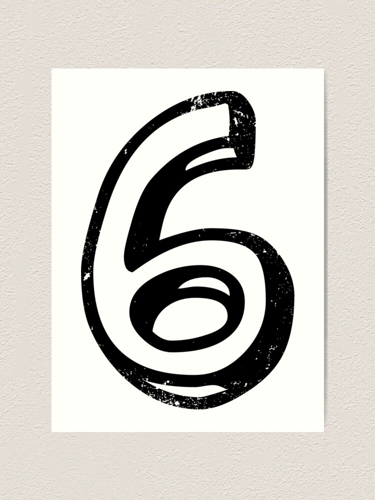 Six the number 6 in cute fun font distressed for people who like 6