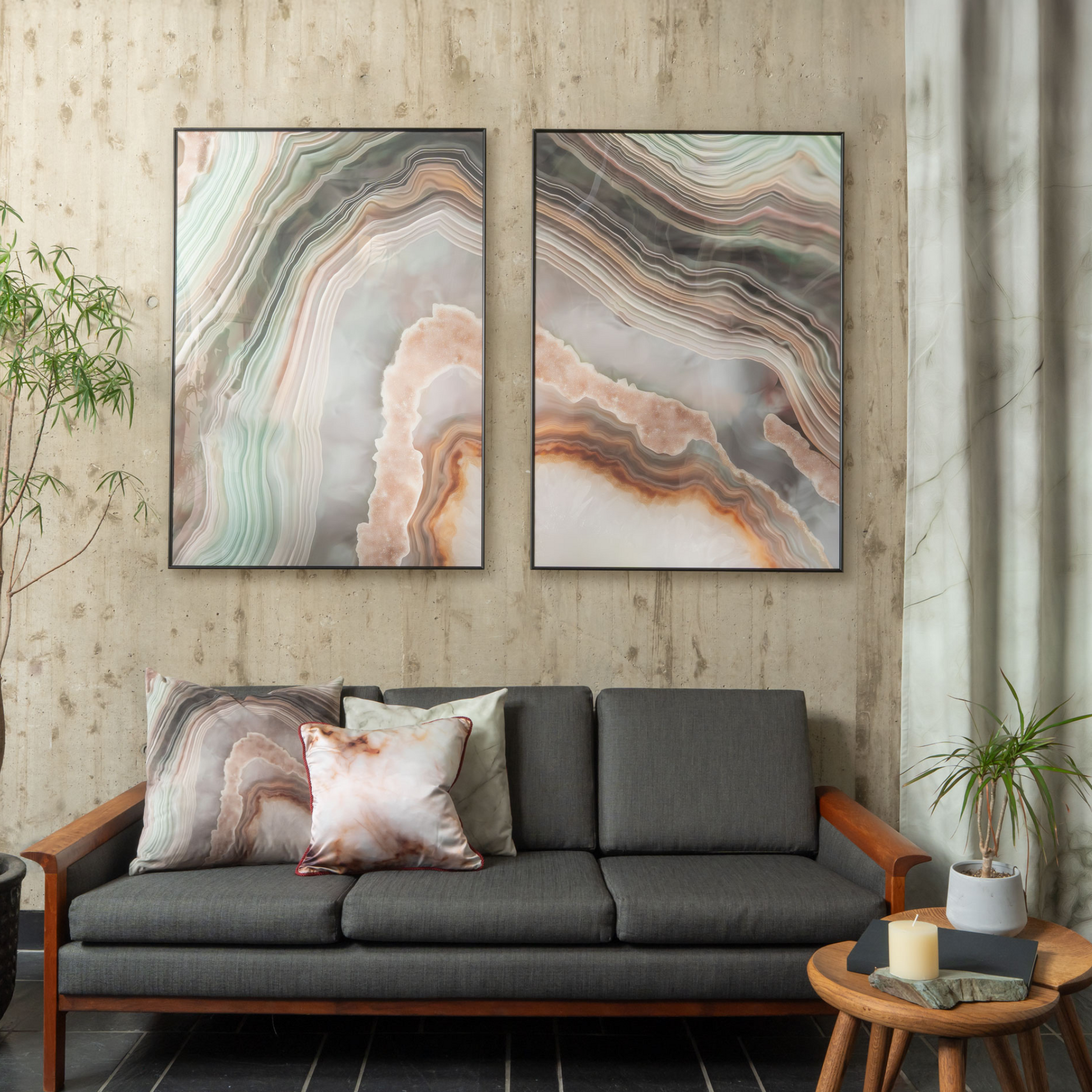 大理石・翡翠・アゲート・石柄ファブリック&カーテン - アースカラー