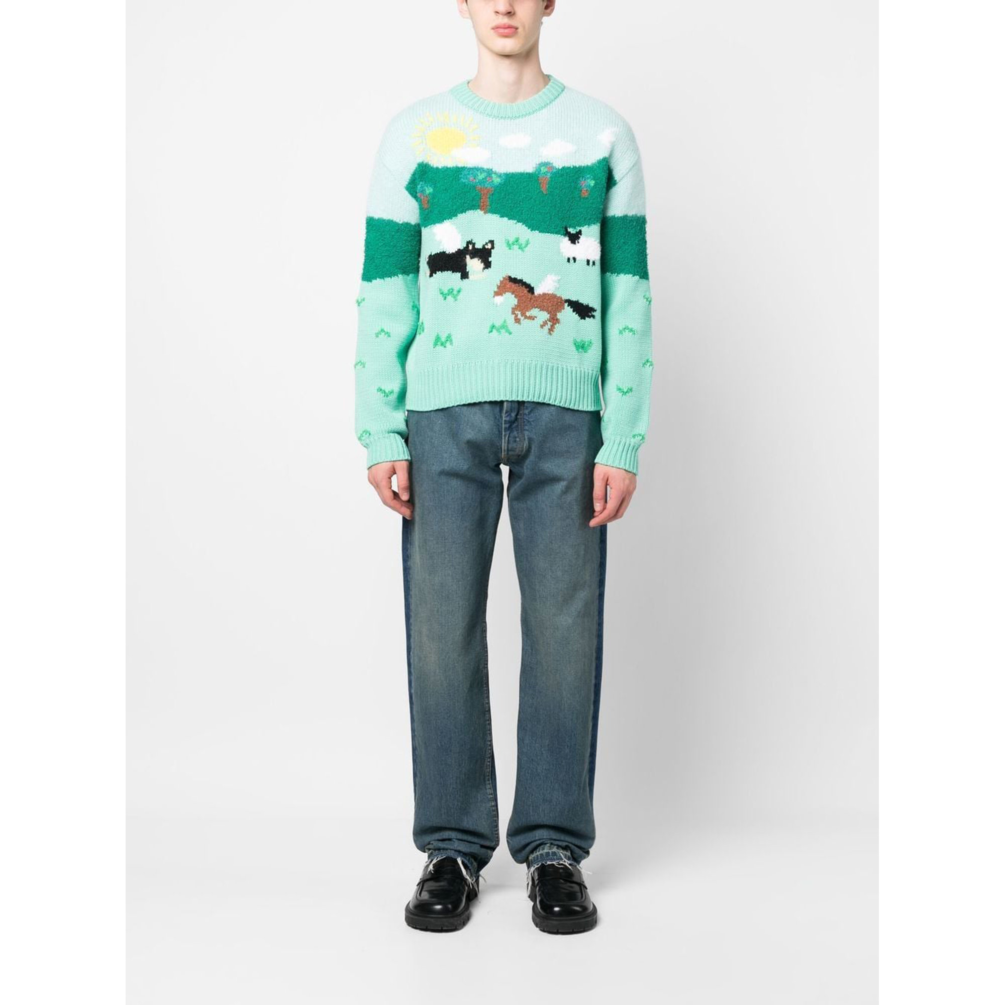 jerseys ANDERSSON BELL Summer Garden Intarsia Sweater Green of Men