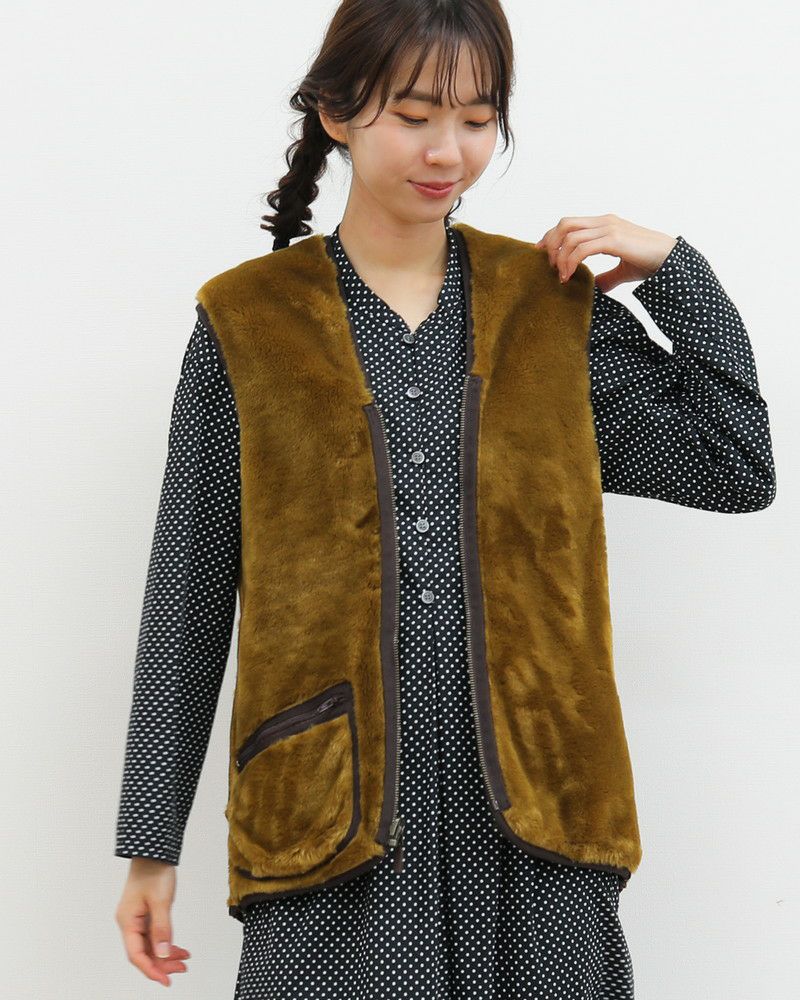 Barbour］WARM PILE ZIP-IN LINERベスト ブラウン／バブアー ｜オン