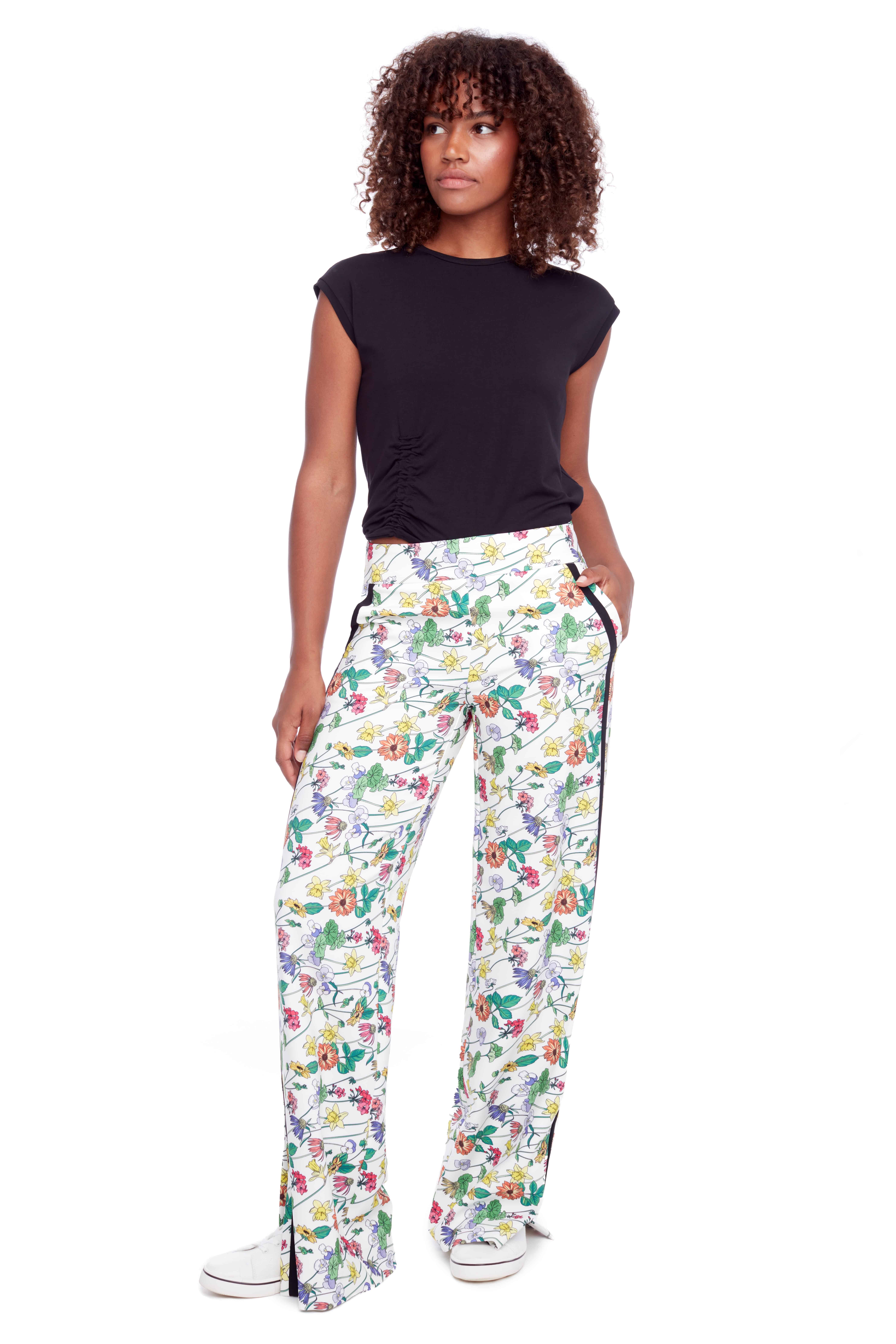 VIVIANE SIDE STRIPE FLORAL WIDE LEG PANT - I love Tyler Madison