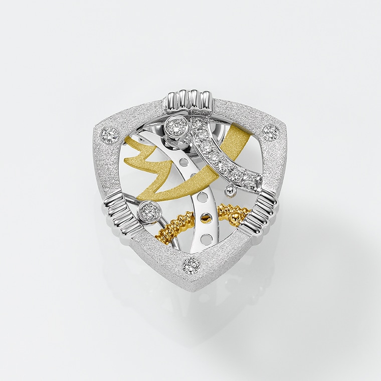 MM002]Pt/K18ダイヤモンド/ピンブローチ(プラチナ/ゴールド): Hyacca