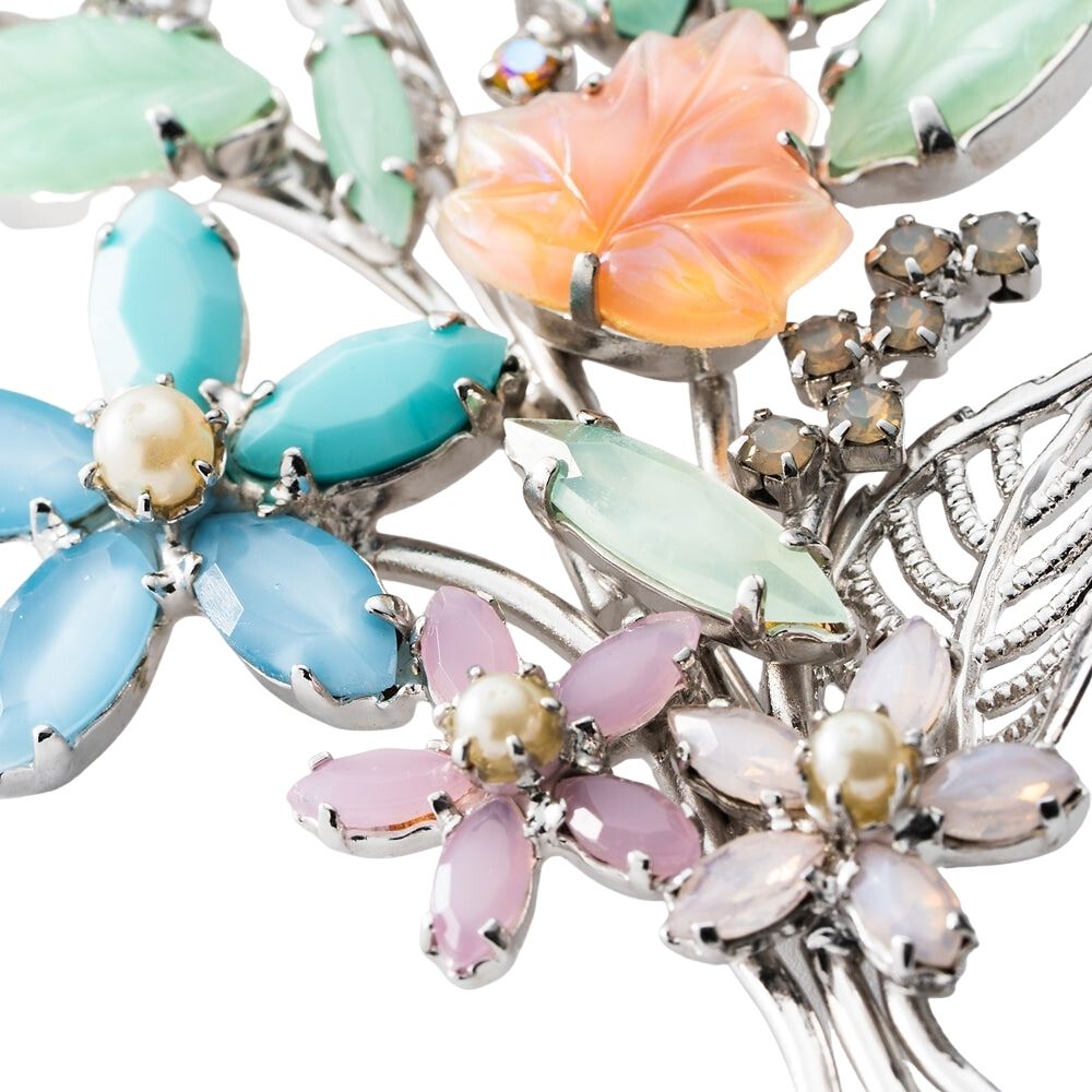 ブローチ ラインストーン フラワー パステルカラー 150954 | 主役に