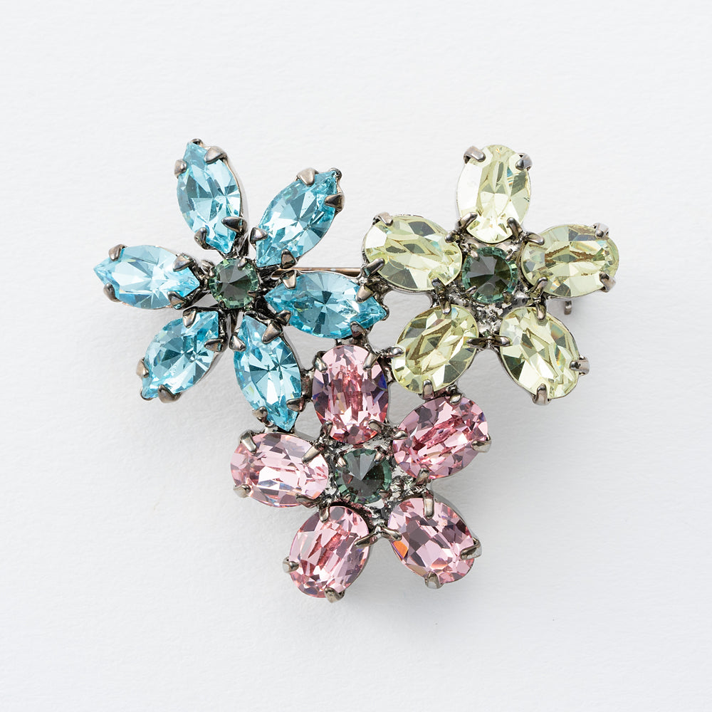 ブローチ ラインストーン フラワー パステルカラー 150997 メール便