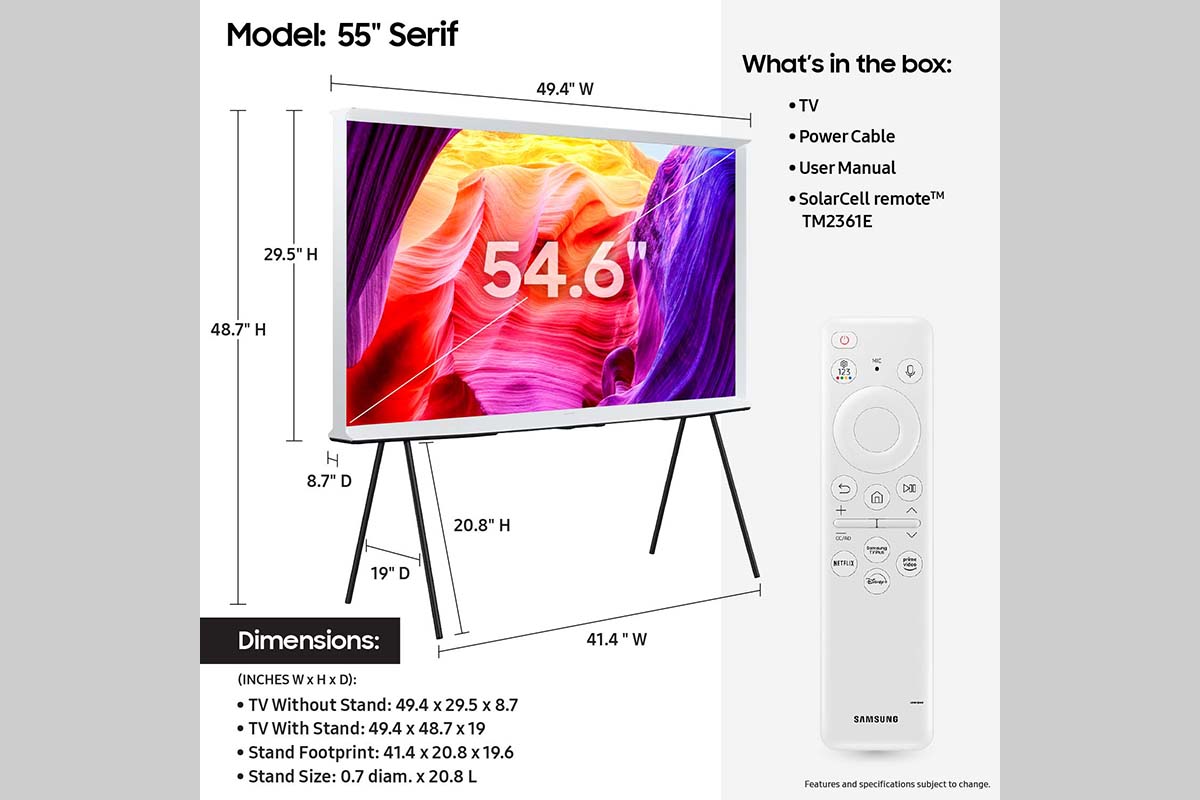55'' Class The Serif Smart 4K TV with Stand - LS01D | Samsung US