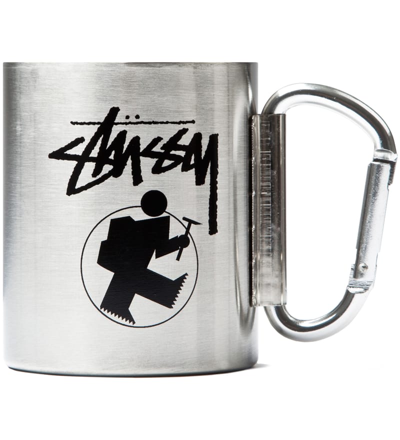Stüssy - Silver Outdoor Man Carabiner Mug | HBX