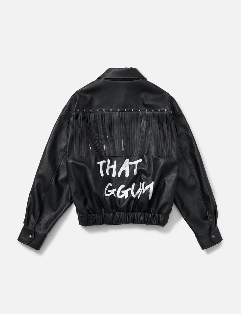 DEINET YEONJUN GGUM X DEINET Fringe Jacket - Black faux-leather