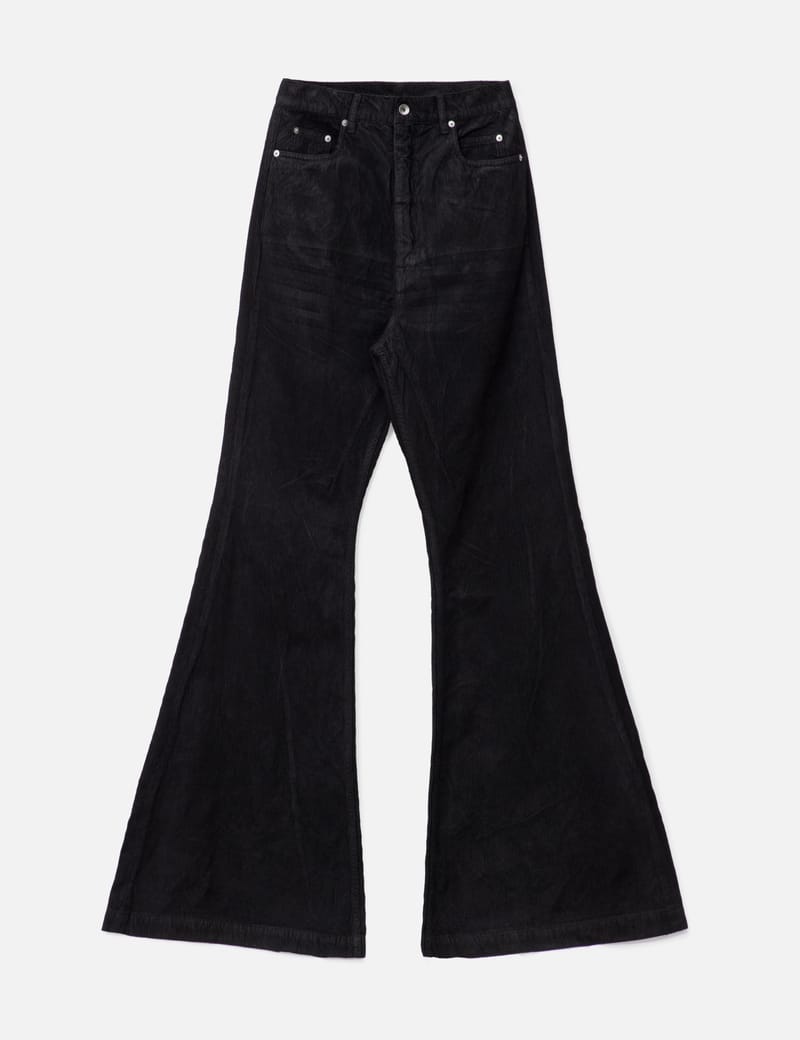 Rick Owens Drkshdw - BOLAN BOOTCUT IN BLACK FOIL CORDUROY | HBX