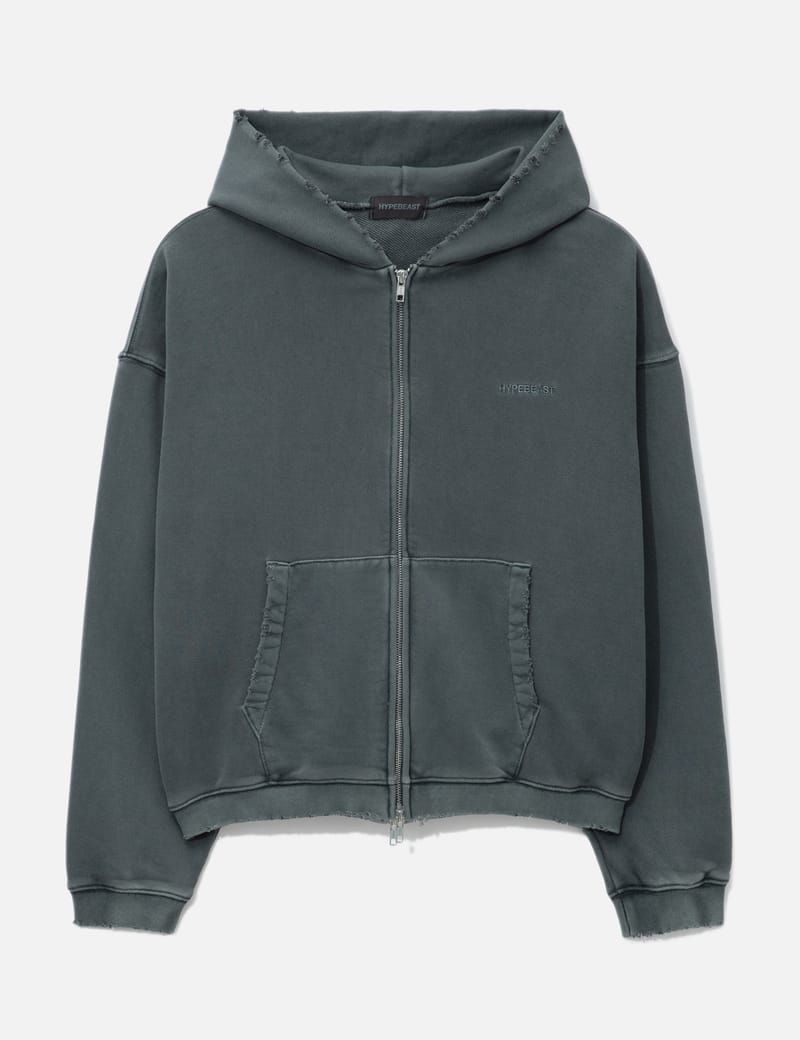 Hypebeast - GARMENT DYED LOGO ZIP-UP HOODIE | HBX