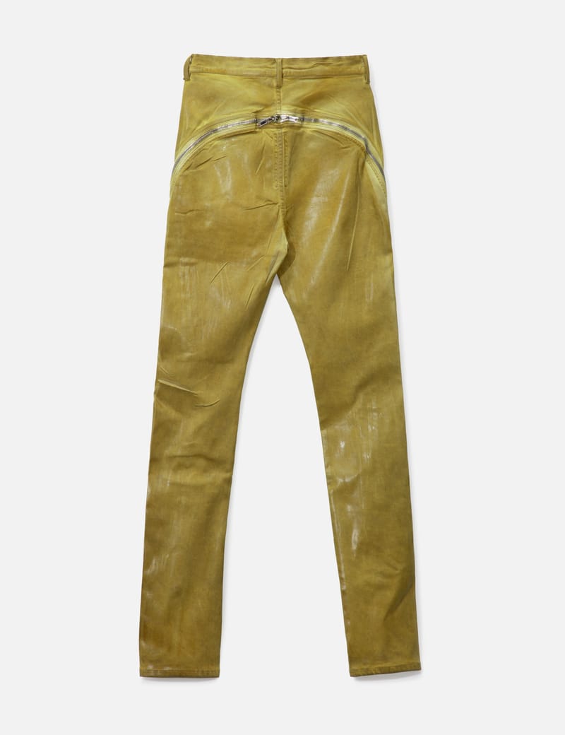 Rick Owens Drkshdw - BOLAN BANANA IN OCHRE FOIL STRETCH DENIM | HBX