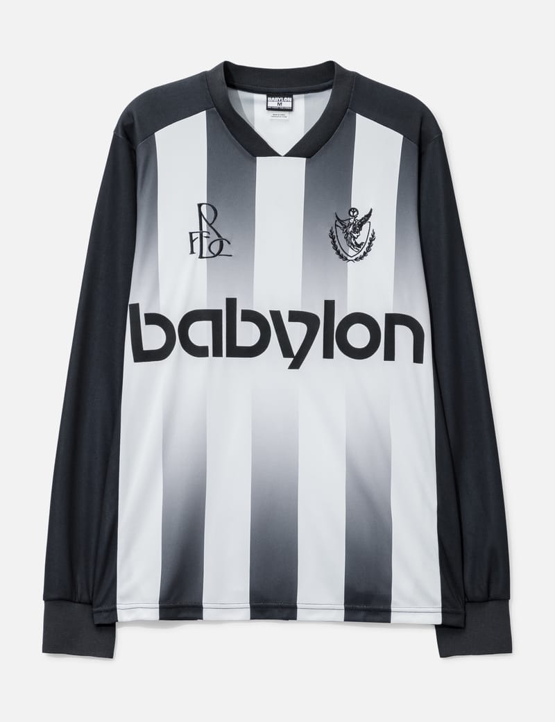 Babylon Long Sleeve Football Tee - Black cotton oversized fit with