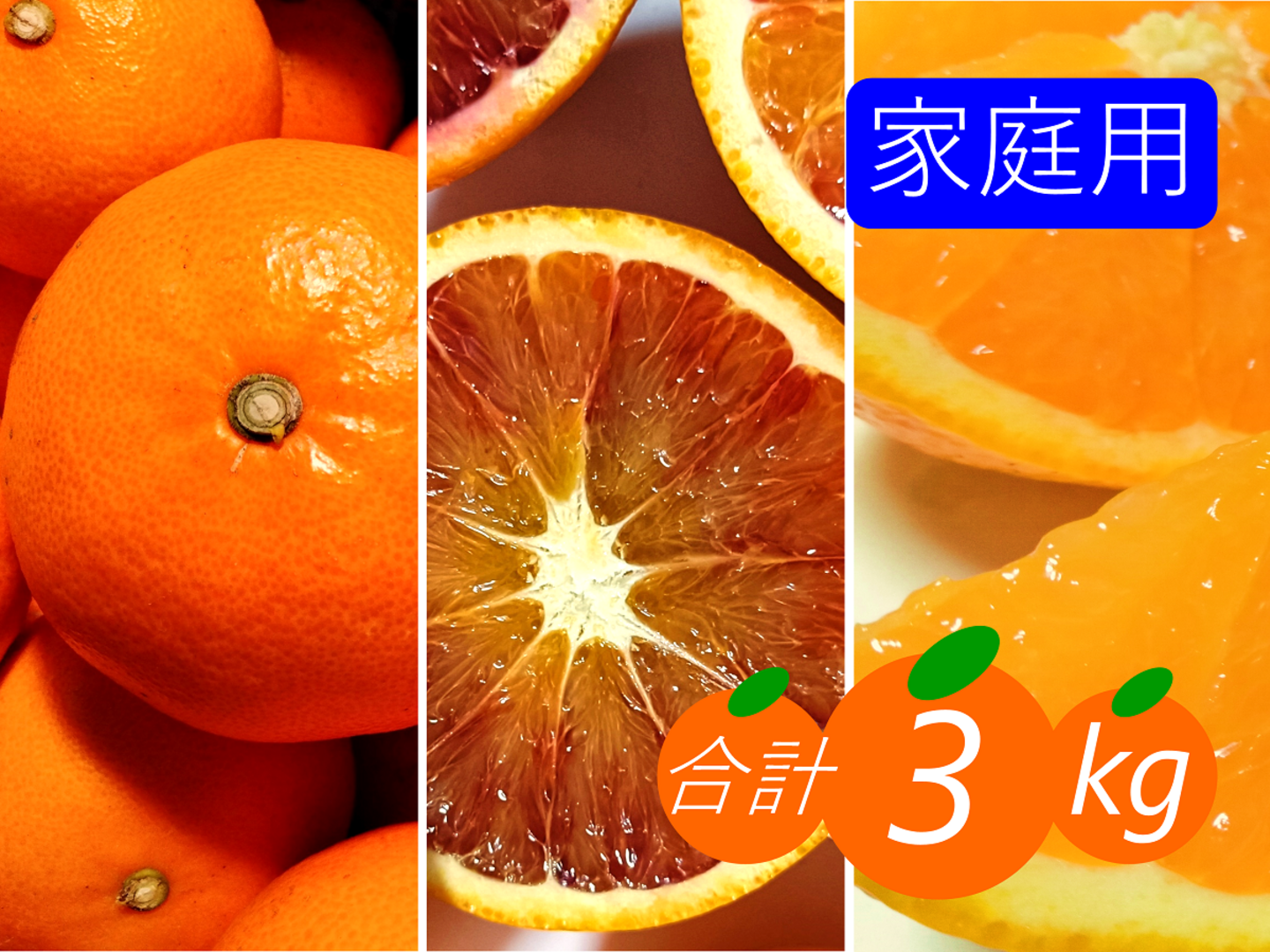 柑橘食べ比べ】せとか＋ブラッドオレンジ＋清見 合計3kg《家庭用