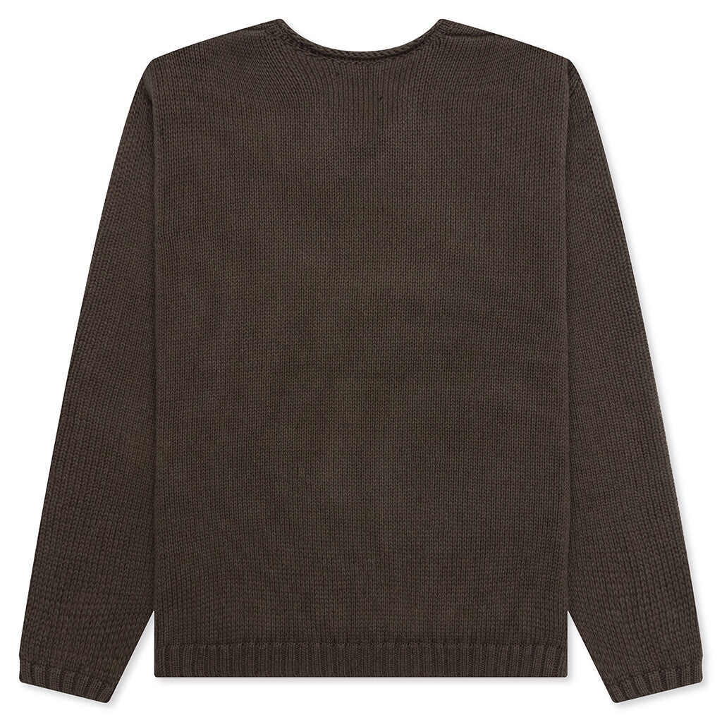 Stüssy ROLL V-NECK LOGO SWEATER - BROWN | REVERSIBLE