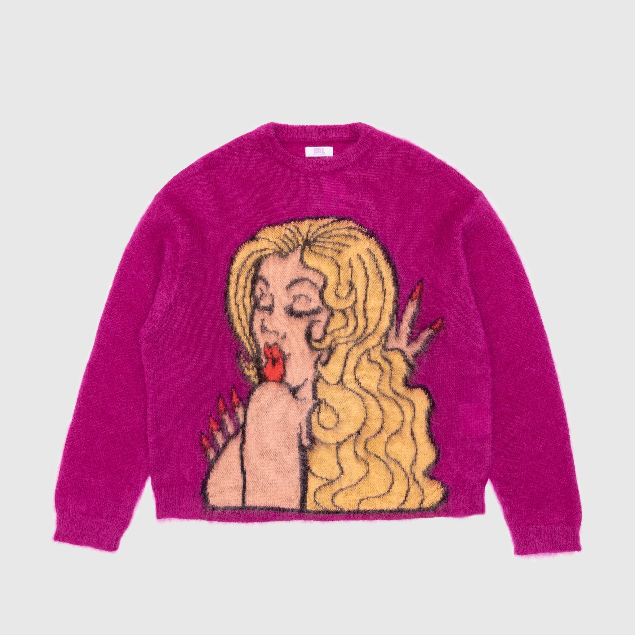 ERL KISS MOHAIR INTARSIA SWEATER | REVERSIBLE