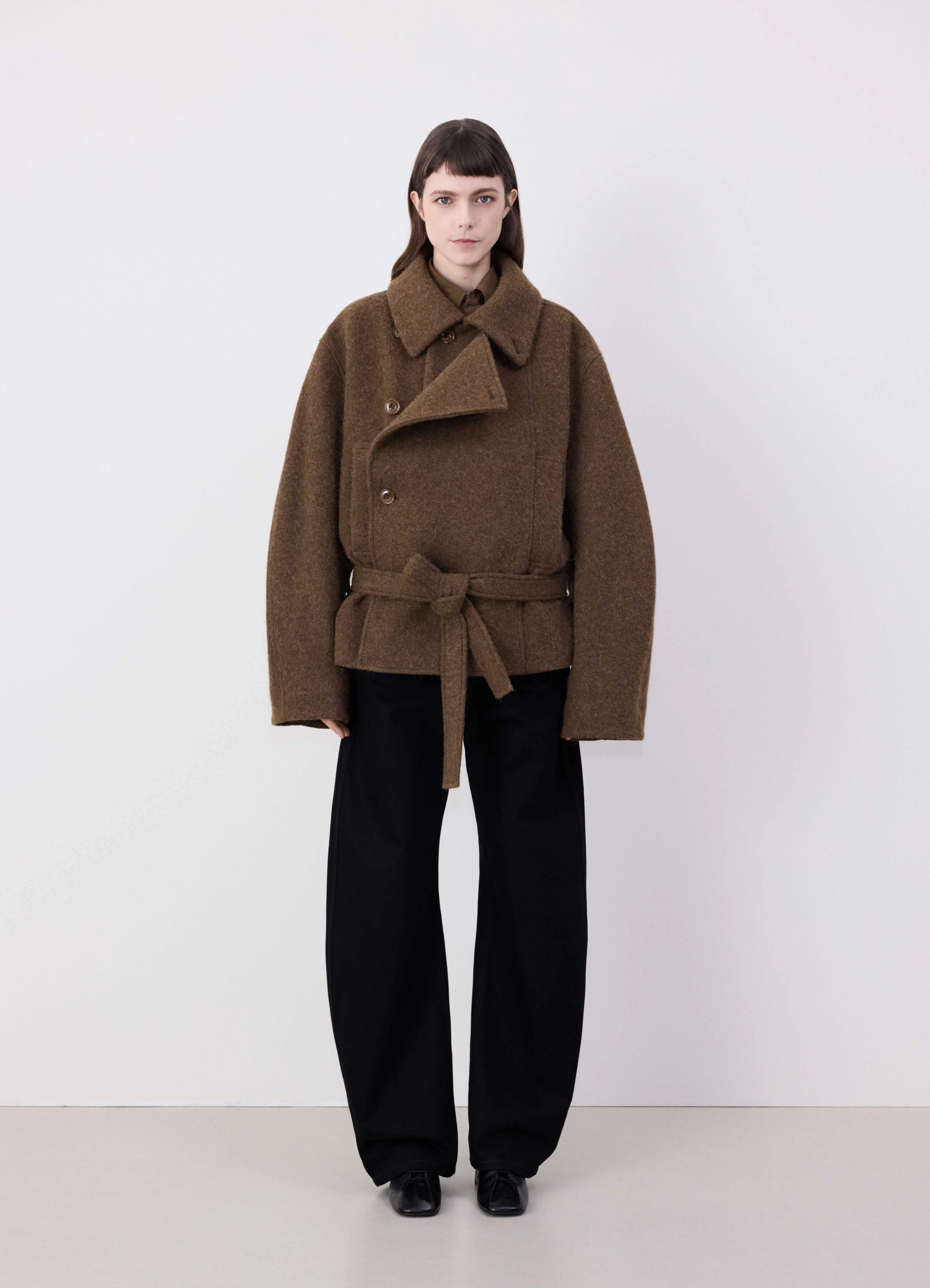 Lemaire SHORT ASYMMETRICAL BATHROBE COAT | REVERSIBLE