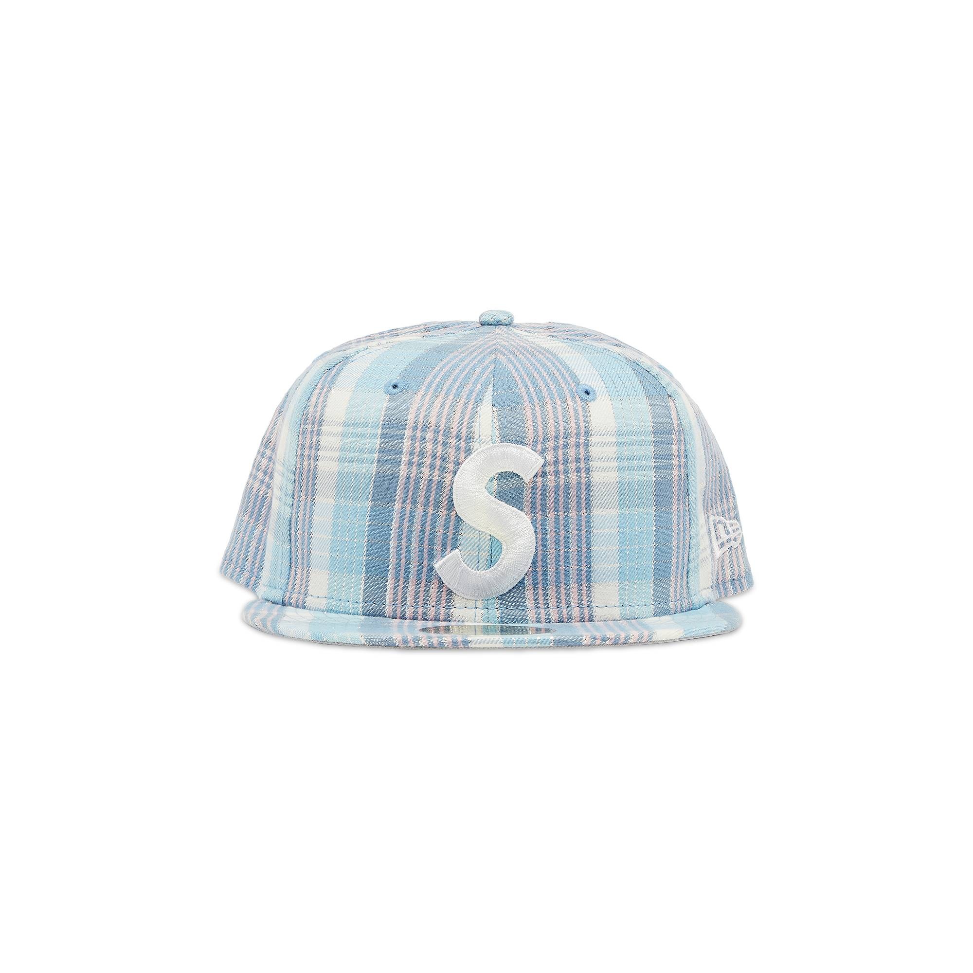 Supreme Supreme Metallic Plaid S Logo New Era 'Light Blue