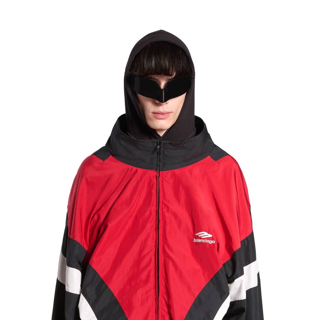 BALENCIAGA 3b Sports Icon Off Shoulder Tracksuit Jacket in Black