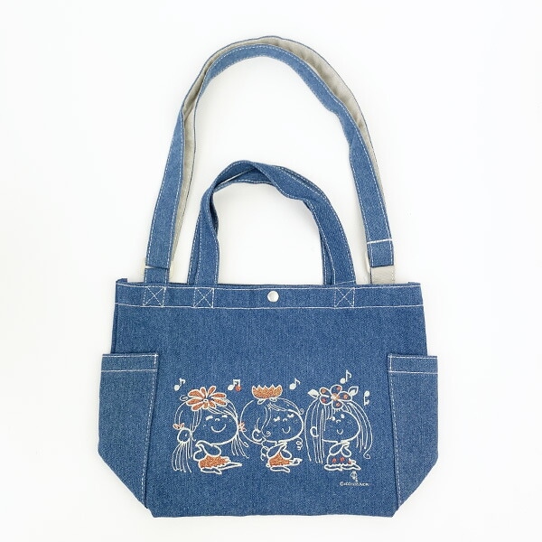 水森亜土 デニムショルダーバッグ （フラワーズ） サブバッグ ランチ