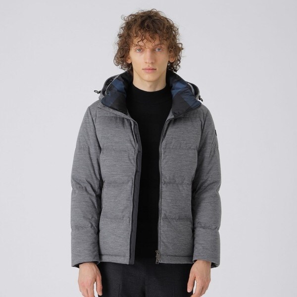 ウールジャージークレストブリッジチェックコンビダウン | ブラック