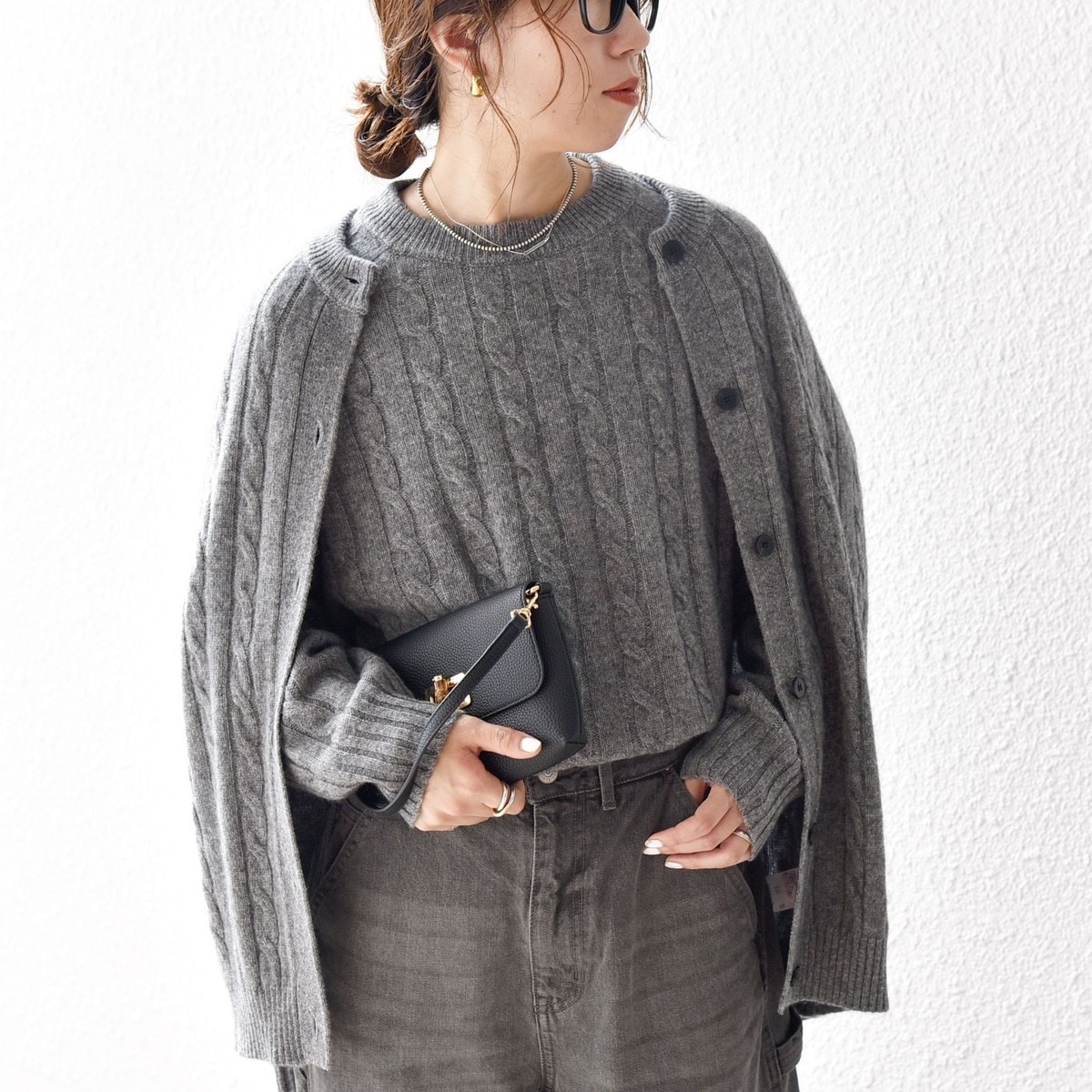 SHIPS any:〈手洗い可能〉ヤク ケーブル クルーネック ニット プル