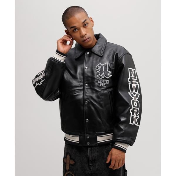 50th Anniversary》GRAPHIC VARSITY LEATHER JACKET | アヴィレックス