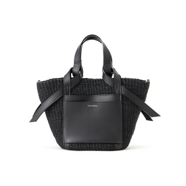 VIOLAd'ORO (ヴィオラドーロ) アバカ製 2WAYレザーポケットトートM