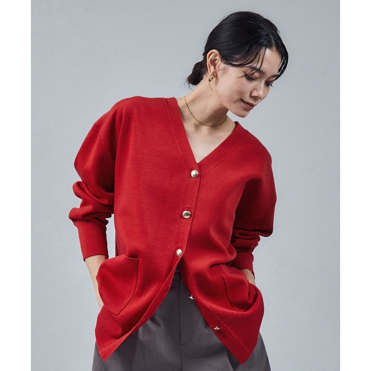 ウールVネック金ボタンカーディガン | サロン アダム エ ロペ(SALON