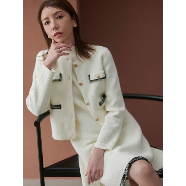 USAGI ONLINE・ZOZO限定カラー】トリムミニニットワンピースセット