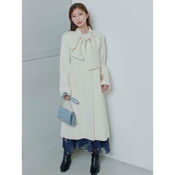 リボンストール付きノーカラーコート | セルフォード(CELFORD