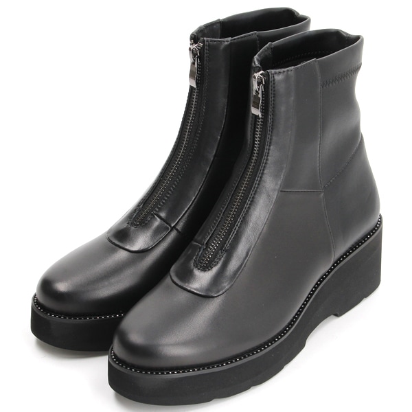 大きいサイズ】フロントジップコンフォートショートブーツ | コン