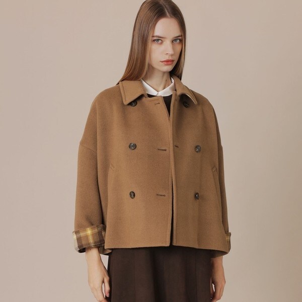 Precious掲載】【FYVIE/フィビー】リーバースチェックウールコート