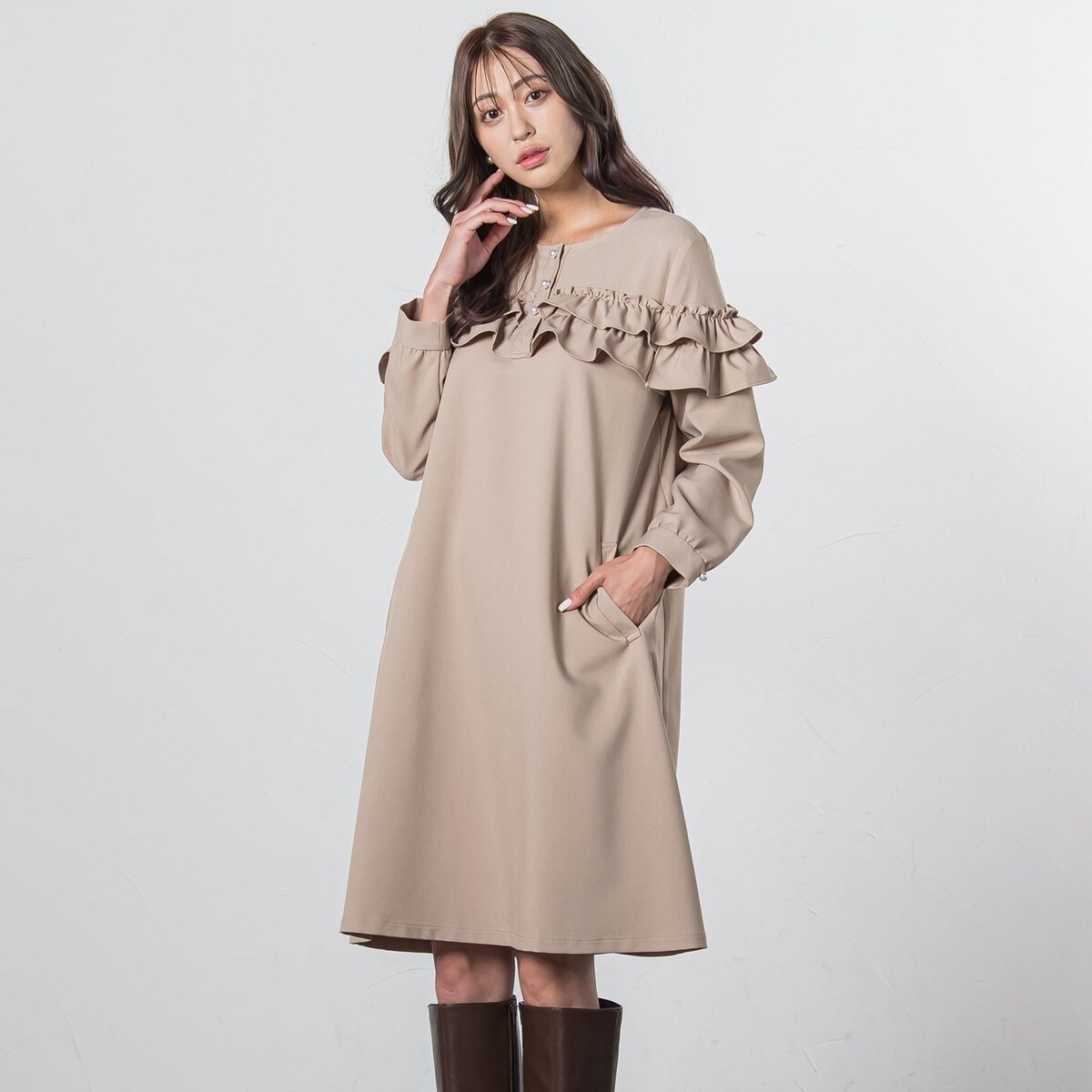 フリルミニワンピース≪洗濯機で洗える≫ | クイーンズコート(QUEENS