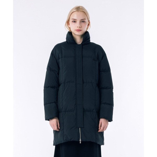 パウダータッチ ダブルジップ ナイロンスタンドカラーダウンコート