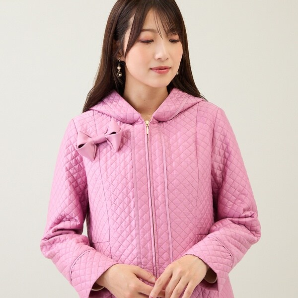 M-StyleLuxe監修】【リボンクリップ付】キルティングリボンコート