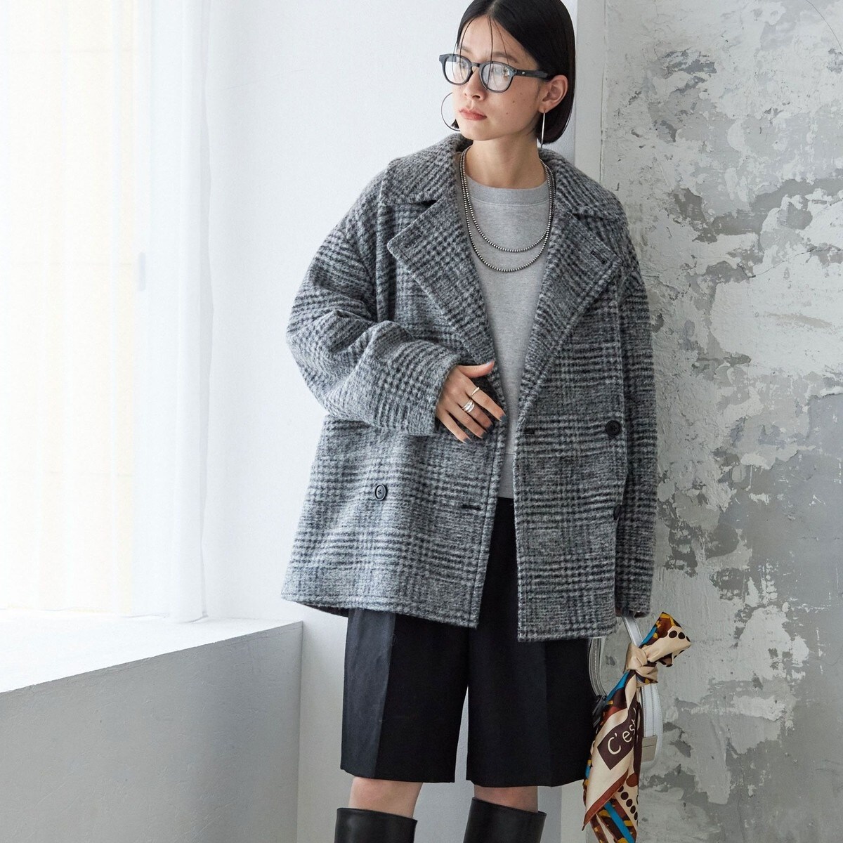 スライバー チェック ショート Pコート | シップス(SHIPS) | マルイ