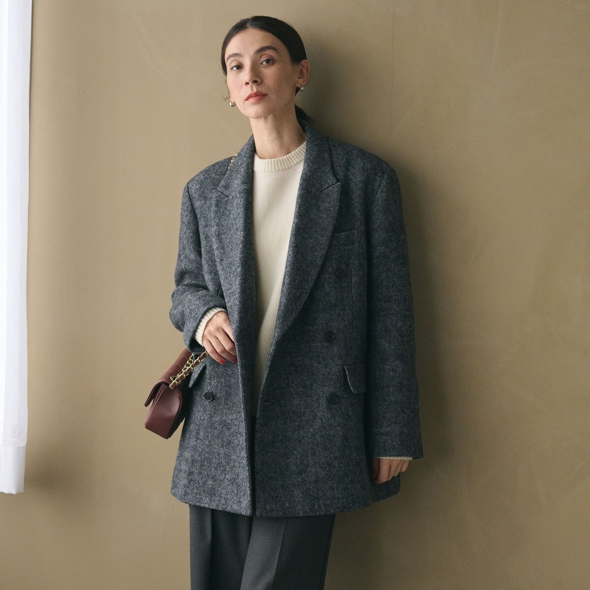 毛ブレンド ヘリンボーン ジャケットコート | ビューティー＆ユース