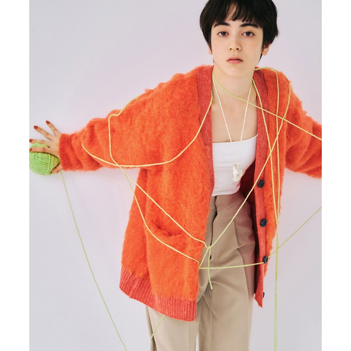 WEB限定】ファーニットVネックカーディガン | アダムエロペ(ADAM ET