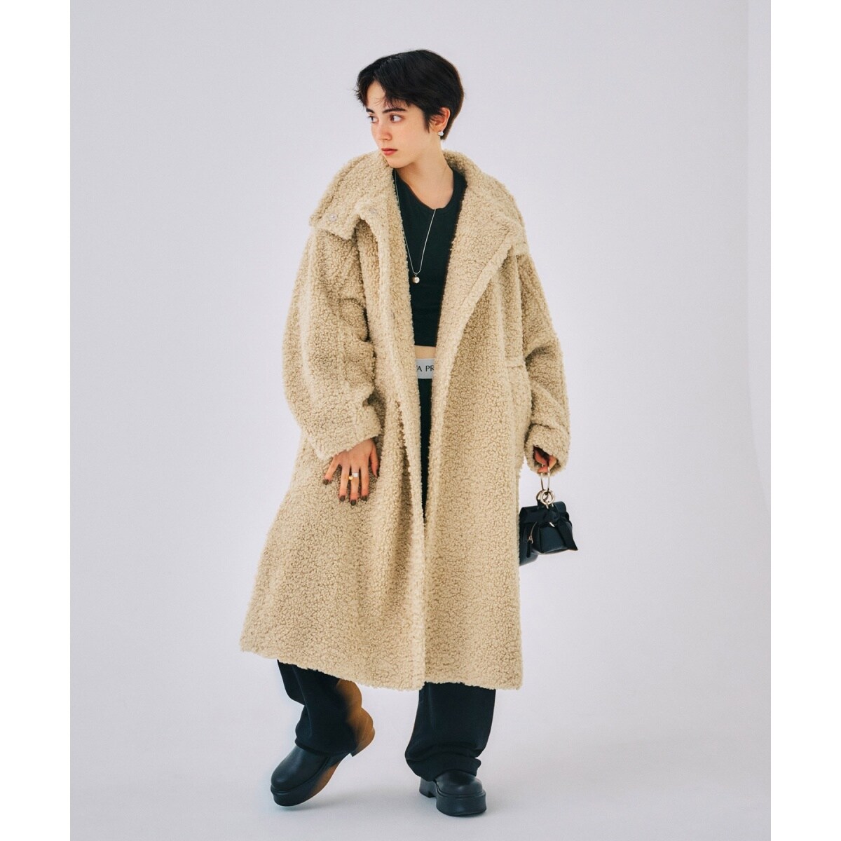 WEB限定】スタンドカラーボアコート | アダムエロペ(ADAM ET ROPE