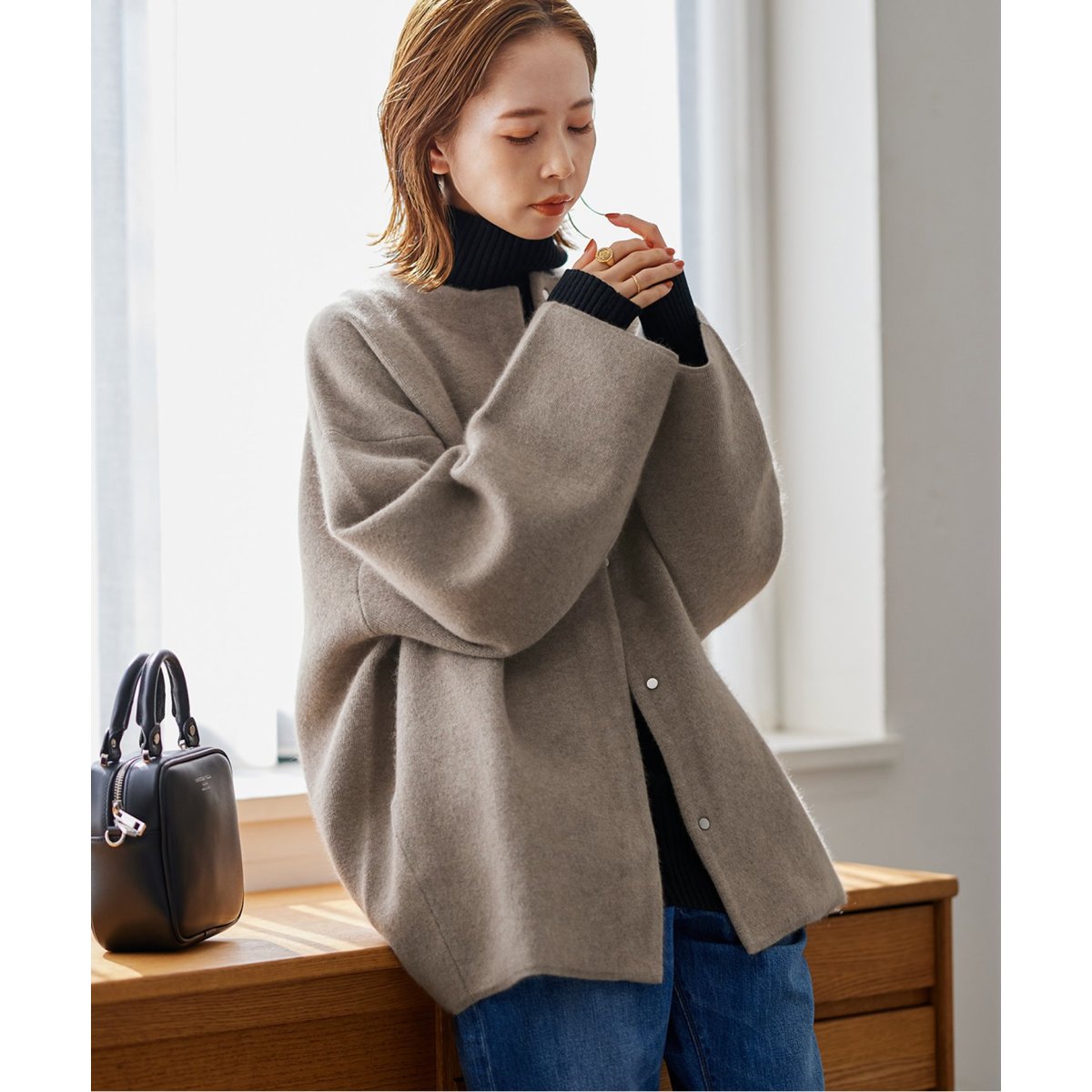 追加2》ダブルフェイスコクーンカーディガン | ジャーナルスタンダード