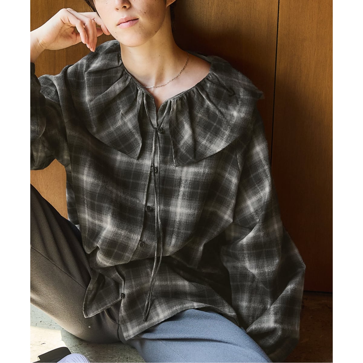 追加2》BLACK フリルチェックブラウス | イエナ(IENA) | マルイウェブ