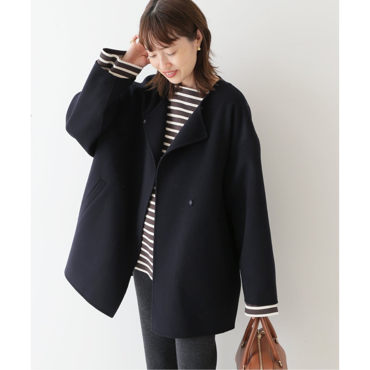 追加》HAMILTONダブルフェイスウールショートコクーンコート