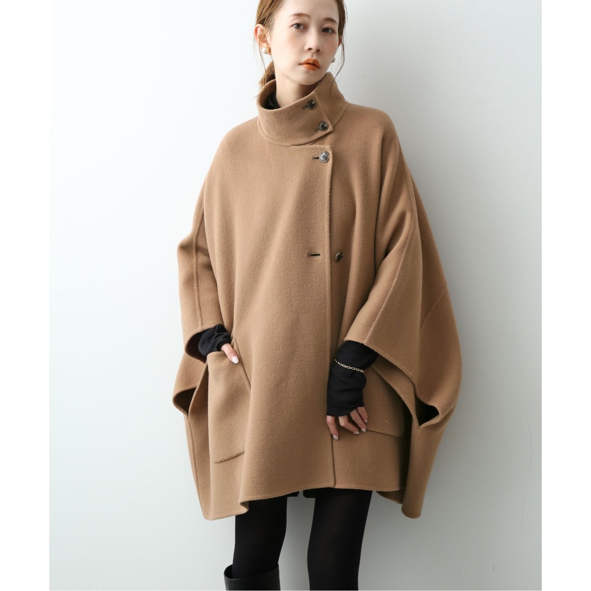 スタンドカラーダブルフェイスポンチョ | スローブ イエナ(SLOBE IENA