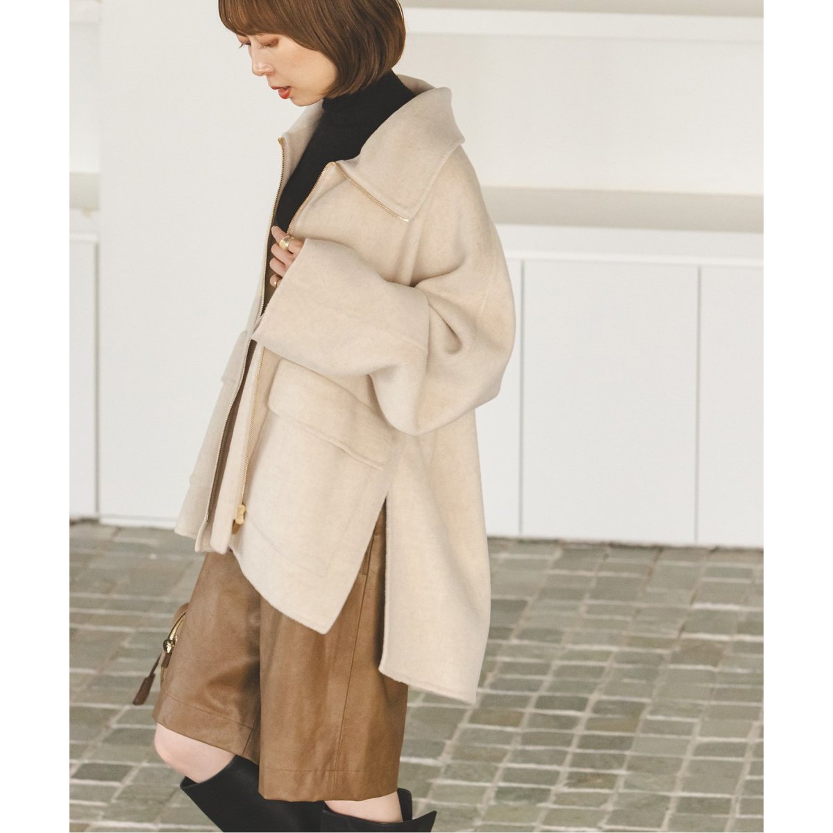 追加》キャメルミックスリバージップコート | ノーブル(Noble
