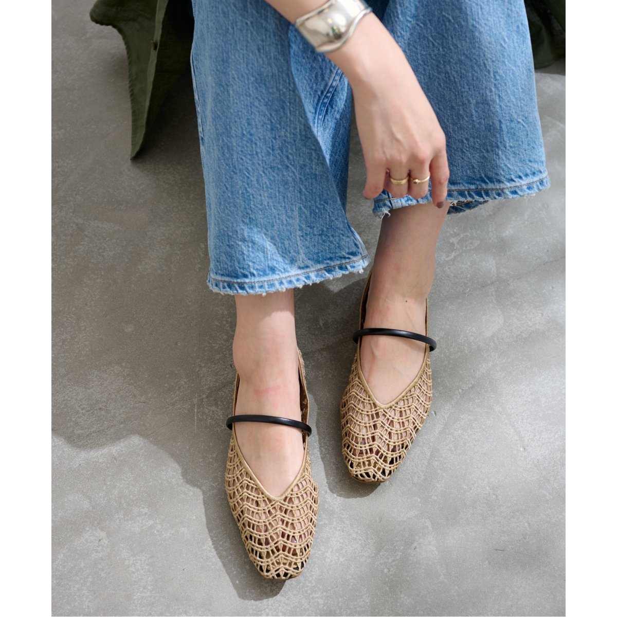 追加》スクエアクロシェストラップフラット | ルタロン(LE TALON