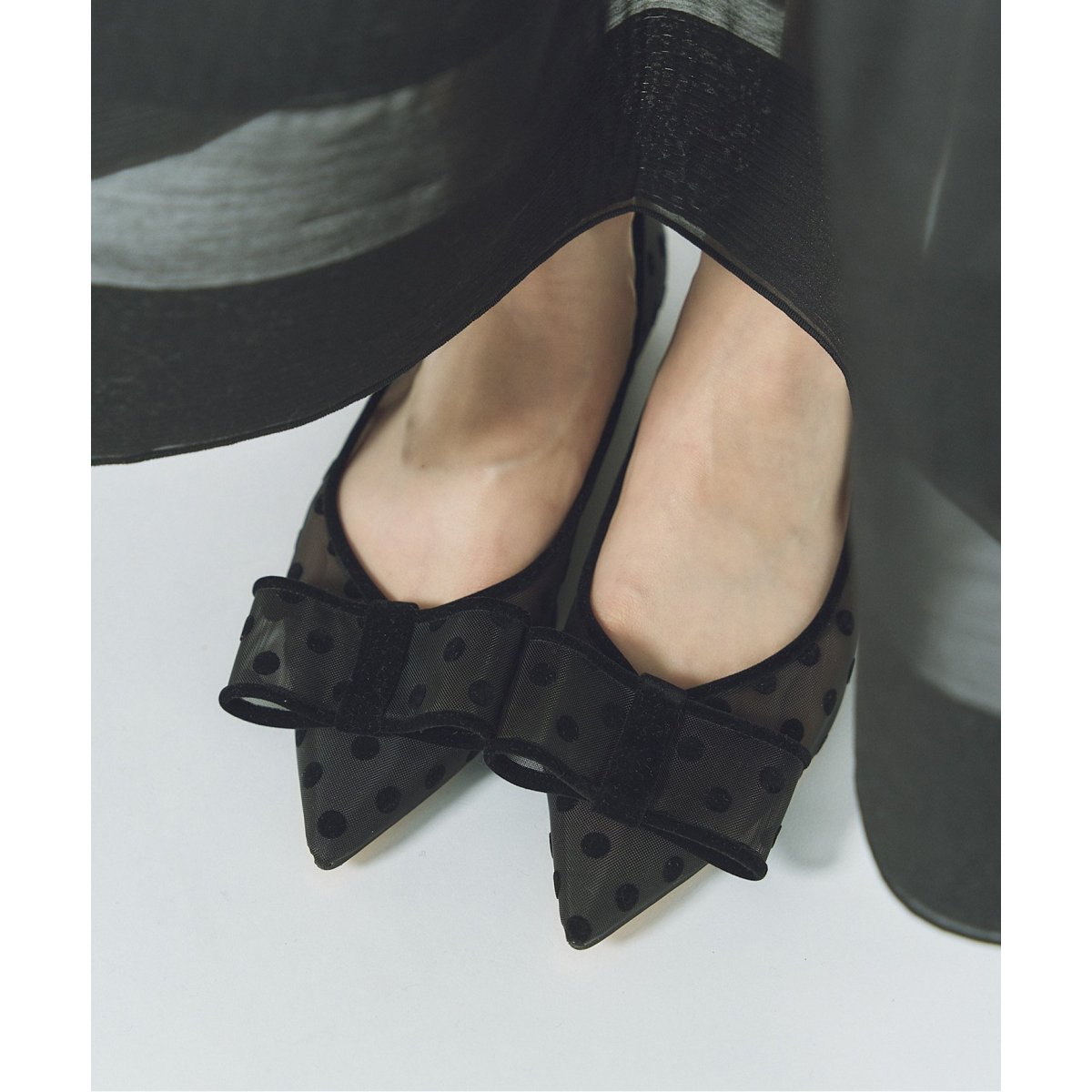 追加》ポインテッドチュールリボンフラット | ルタロン(LE TALON