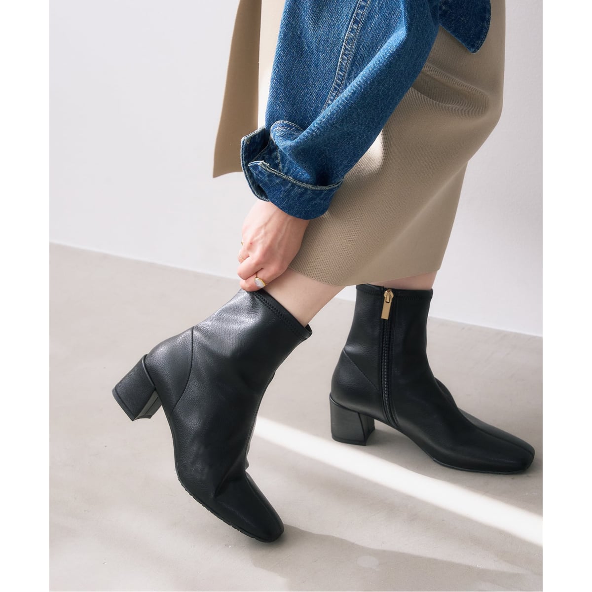 追加3》5cmスクエアフィットショートブーツ | ルタロン(LE TALON