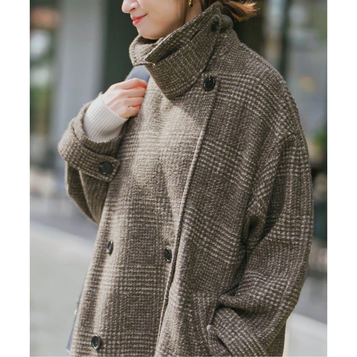 Wスライバーチェックハーフコート | スピック＆スパン(Spick and Span