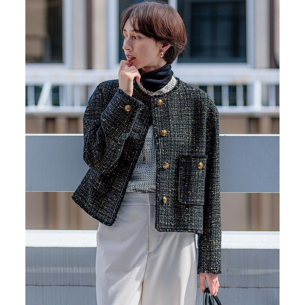 滝沢眞規子さん着用】GIOLICA ボタン ツイード ジャケット | 23区(23KU