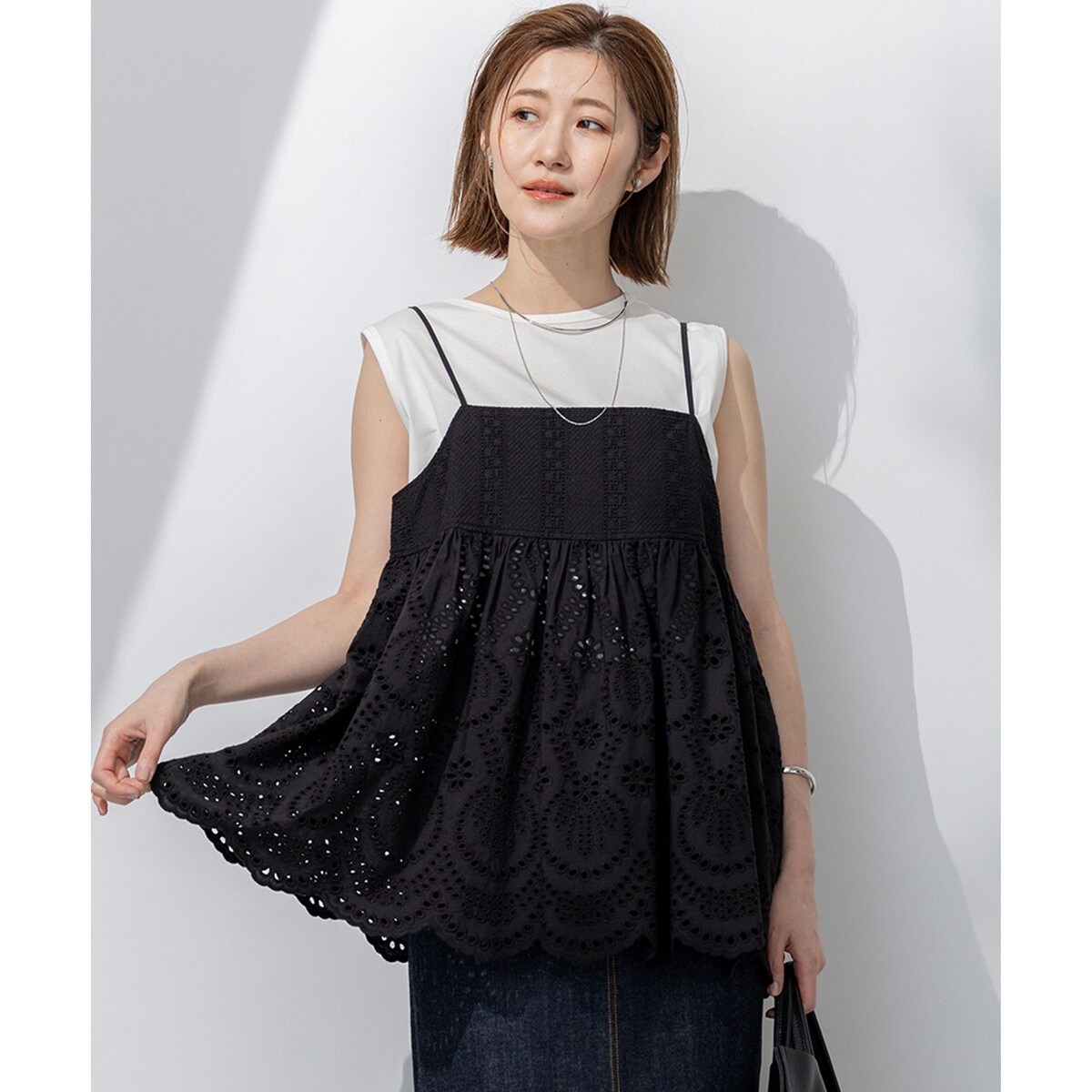 洗える】コットンエンブロイダリー キャミソール | 23区(23KU