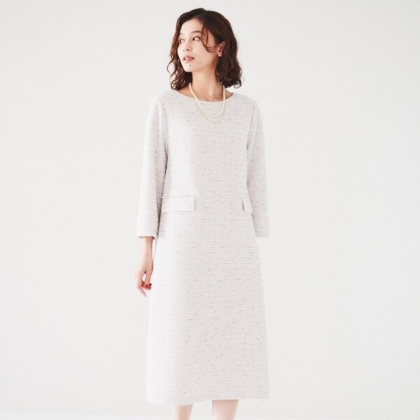 日本製きれいめ】ツイードライクジャージ サックワンピース | アン